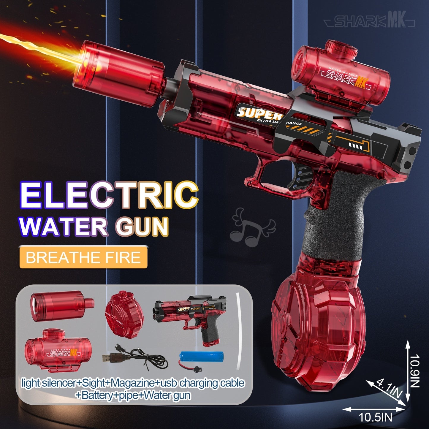 Elektrische Wasserpistole mit LED & Rückstoß – Automatischer Wasserstrahl – Sommer-Outdoor-Spielzeug für Kinder