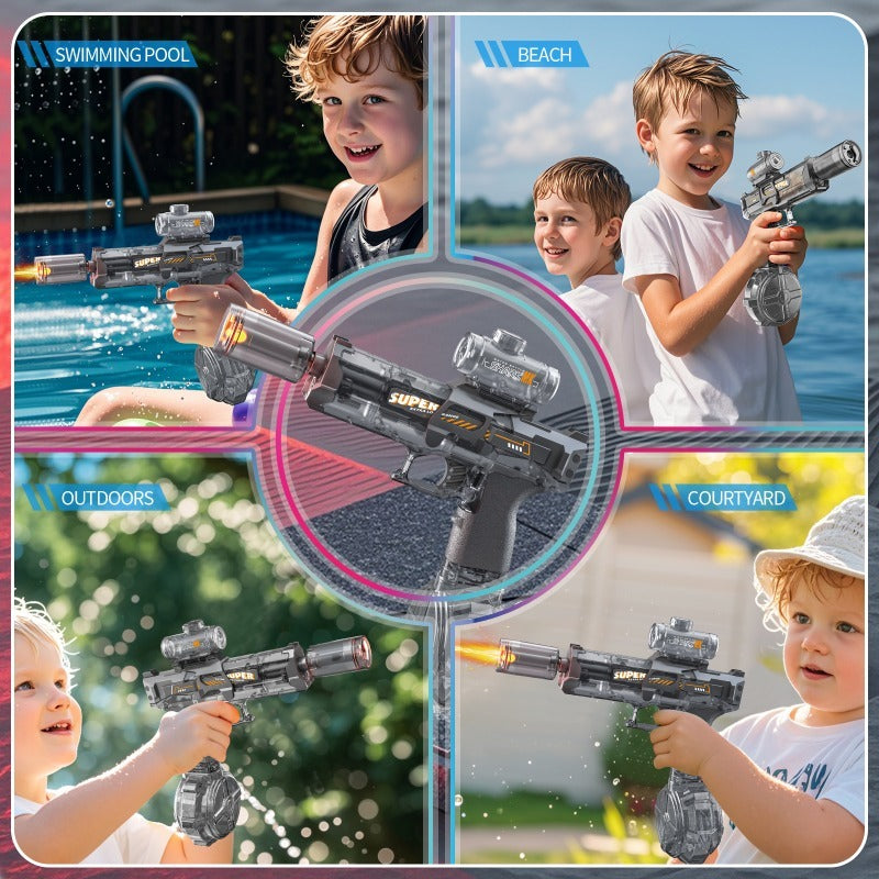Elektrische Wasserpistole mit LED & Rückstoß – Automatischer Wasserstrahl – Sommer-Outdoor-Spielzeug für Kinder