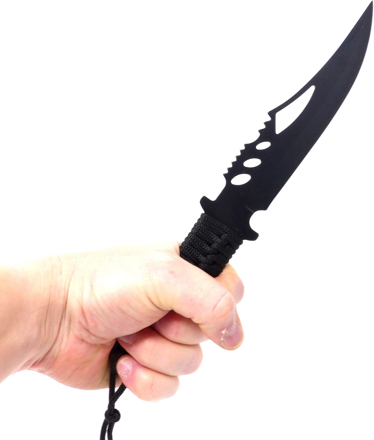 Evil Wear Angel-Messer schwarz Outdoor Survival Knife mit Tasche schwarz 28cm