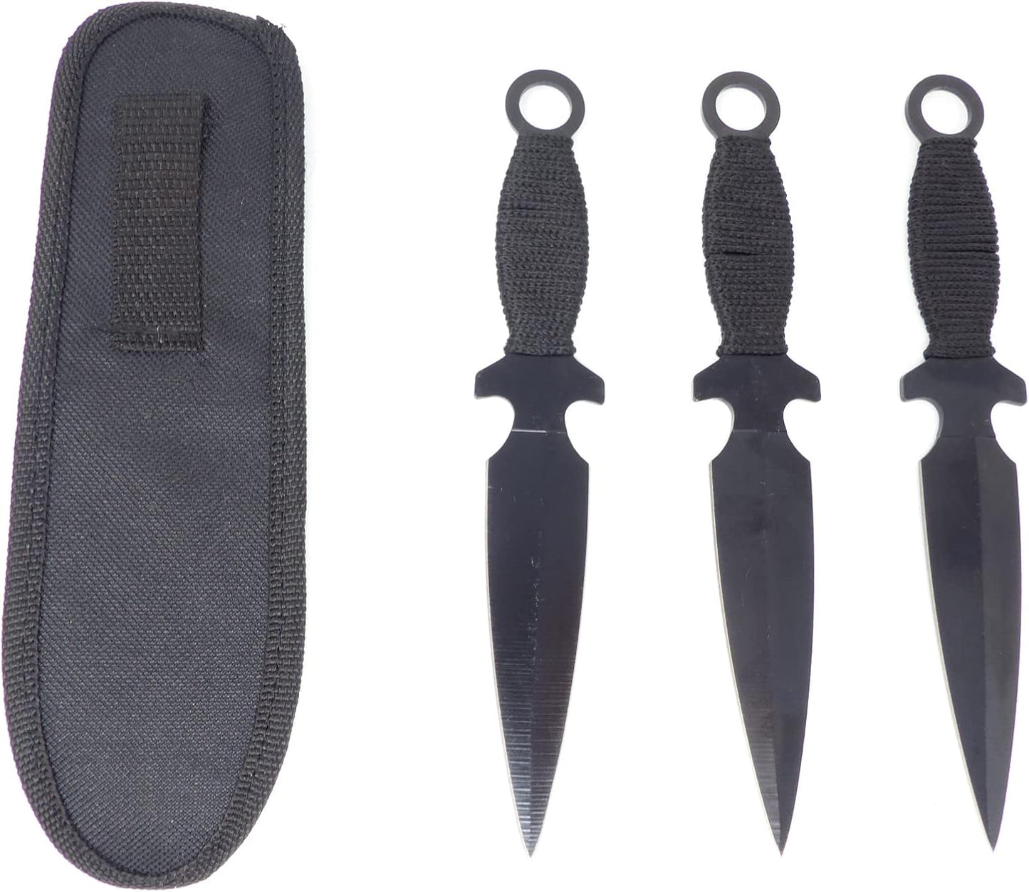 Evil Wear Camping-Messer 3X Outdoor Survival Knife schwarz mit Tasche 19cm