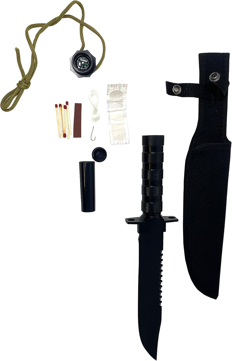 Seilershop Outdoor Camping Survival Knife-Set Messer Edelstahl schwarz