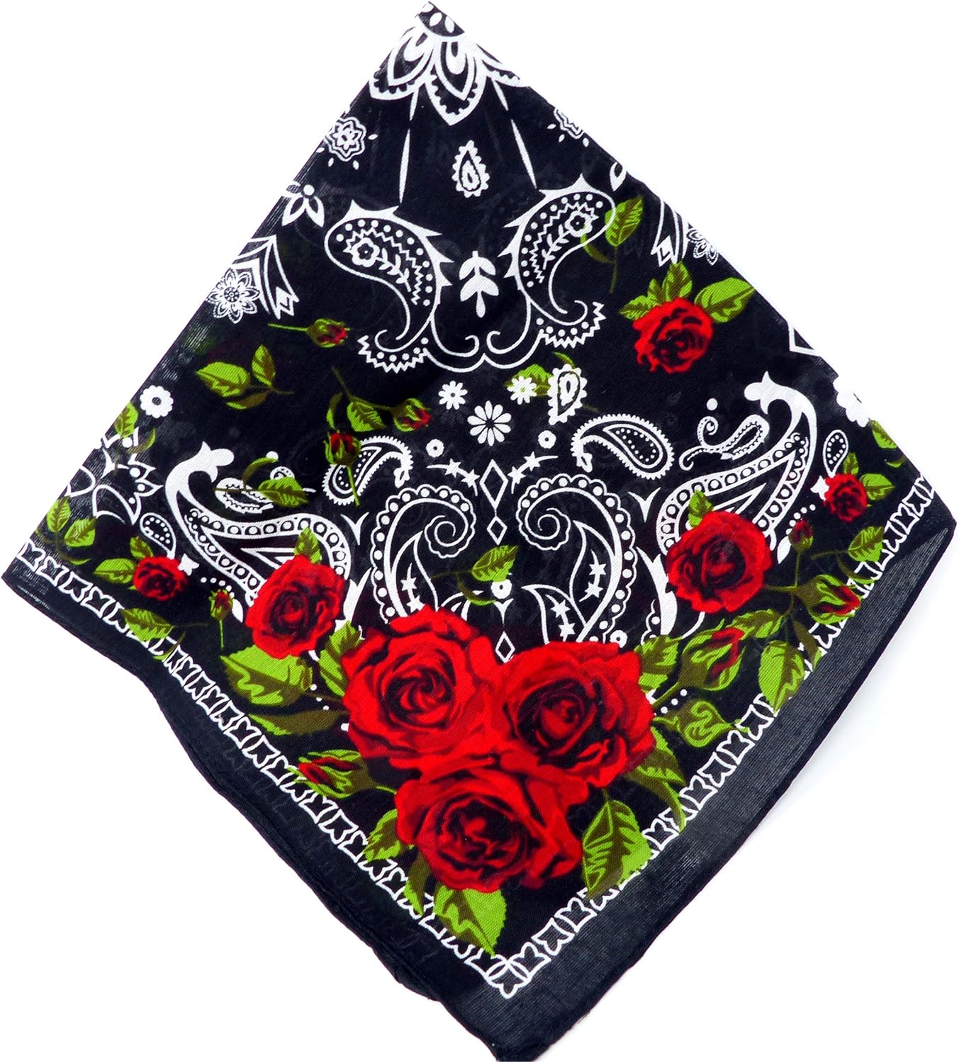 Evil Wear Maske-Schal Nickituch schwarz-Rosen rot Pasli. Muster Totenkopf weiss 54cm
