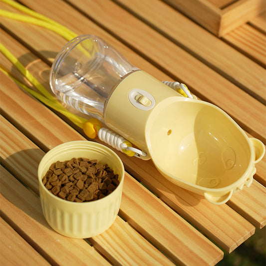 2-in-1 tragbare Hundetrinkflasche für kleine und große Hunde & Katzen – Auslaufsicherer Wasserspender mit integriertem Futternapf für unterwegs – Haustier-Futterspender