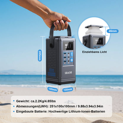 Tragbare Powerstation 256Wh (80.000mAh) – Solar-Generator mit LiFePO4-Akku – Schnelles 1,5-Stunden-Laden – Powerbank für Notstrom, Outdoor, Camping, Wohnmobil & Jagd