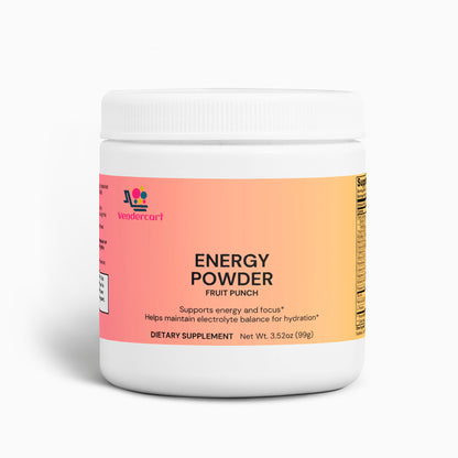Energy Powder ohne Zucker – Leistungssteigerndes Nahrungsergänzungsmittel mit Koffein & Vitaminen – Für Fokus, Sport, Gaming & Arbeit – Fruit Punch Geschmack – 100 g – Made in USA