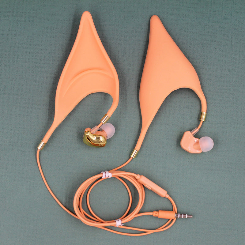 Cute Cartoon Earphone In Ear Headphones With Mic 3.5mm Wired Gaming Headset Cosplay Elf Ears Earphones Best Gift For Girls Kids