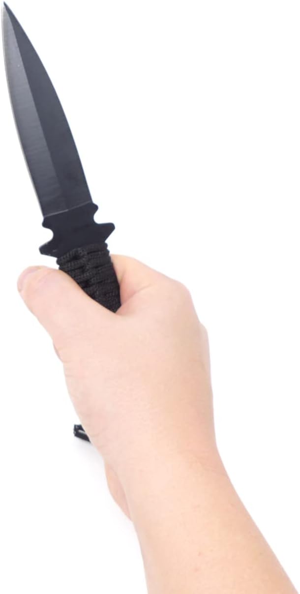 Evil Wear Messer schwarz Outdoor Survival Knife mit Tasche Oliv 22cm