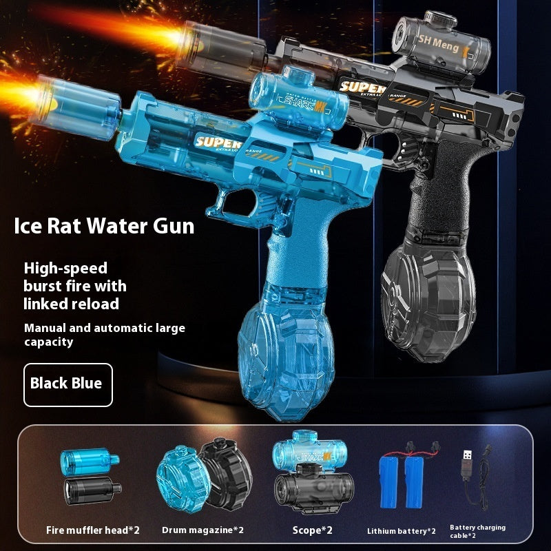 Elektrische Wasserpistole mit LED & Rückstoß – Automatischer Wasserstrahl – Sommer-Outdoor-Spielzeug für Kinder