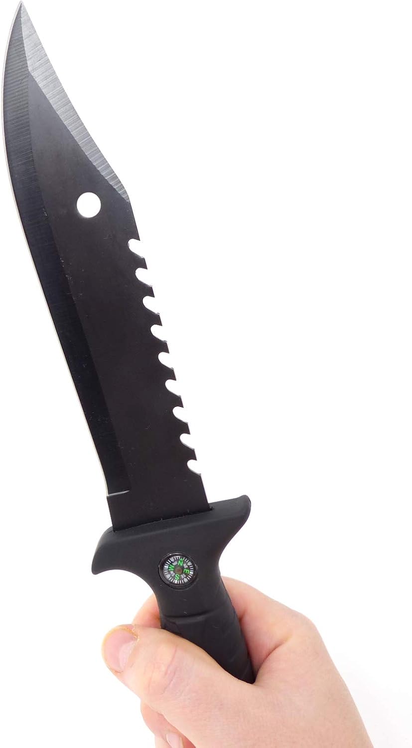 Evil Wear Camping Knife Outdoor Survival Messer mit Kompass Stahl schwarz