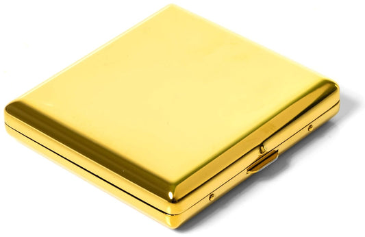 Premium Gold Metall Zigarettenetui Schlagfest Stilvoll Sicher für 18 Zigaretten