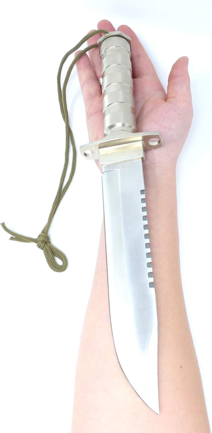 Evil Wear Überlebensmesser Survival Militär Kompass Set Silber Stahl mit viel Zubehör