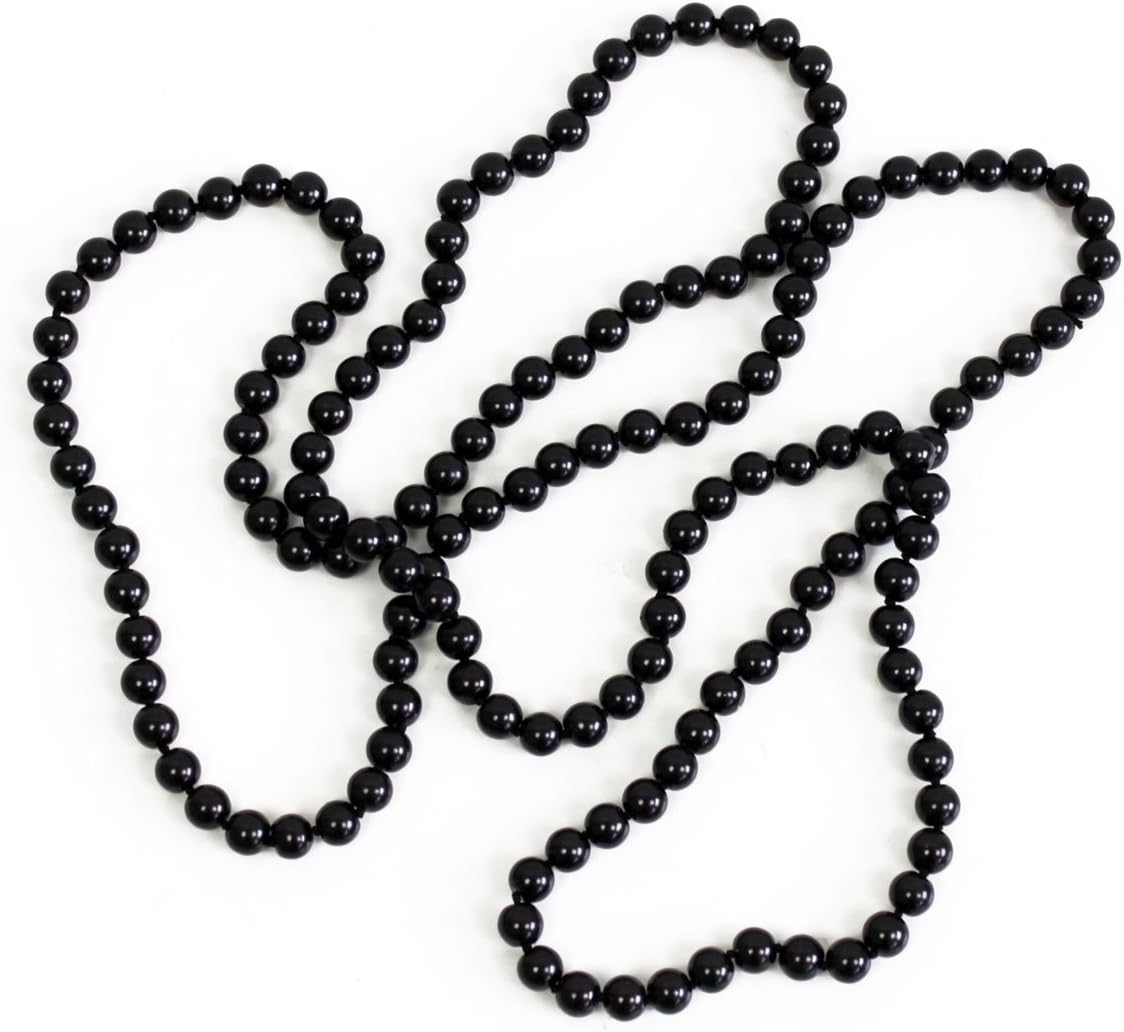 Damen Perlen Kette schwarz extra Lang Top Qualität