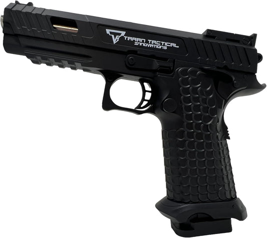 Seilershop Softair Pistole PQ7 6mm Federdruck < 0,5J – Maßstab 1:1 – Detailgetreuer Nachbau mit Schlittenfang – 300g Gewicht – Magazin 24 Schuss – Hop-Up – Schwarz