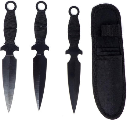 Evil Wear Camping-Messer 3X Outdoor Survival Knife schwarz mit Tasche 19cm