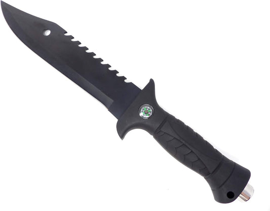 Evil Wear Camping Knife Outdoor Survival Messer mit Kompass Stahl schwarz