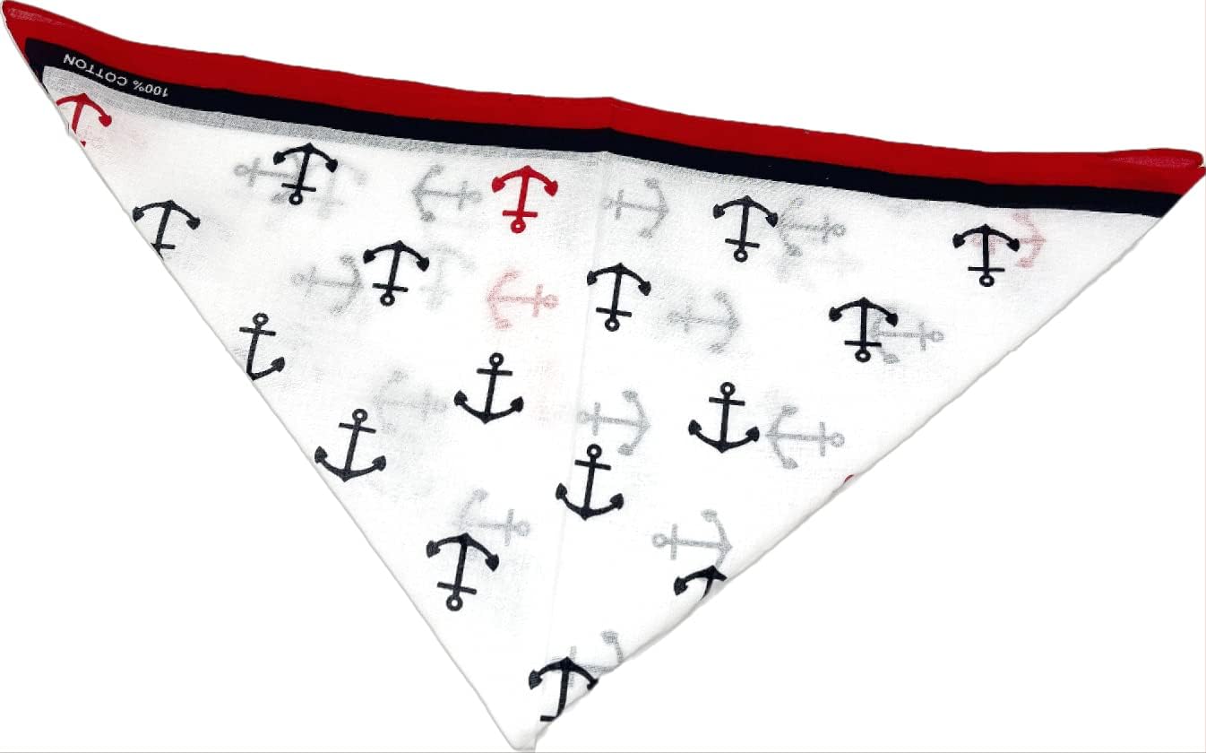Halstuch Nickituch weiss Umrandung rot Maritim Motiv Anker