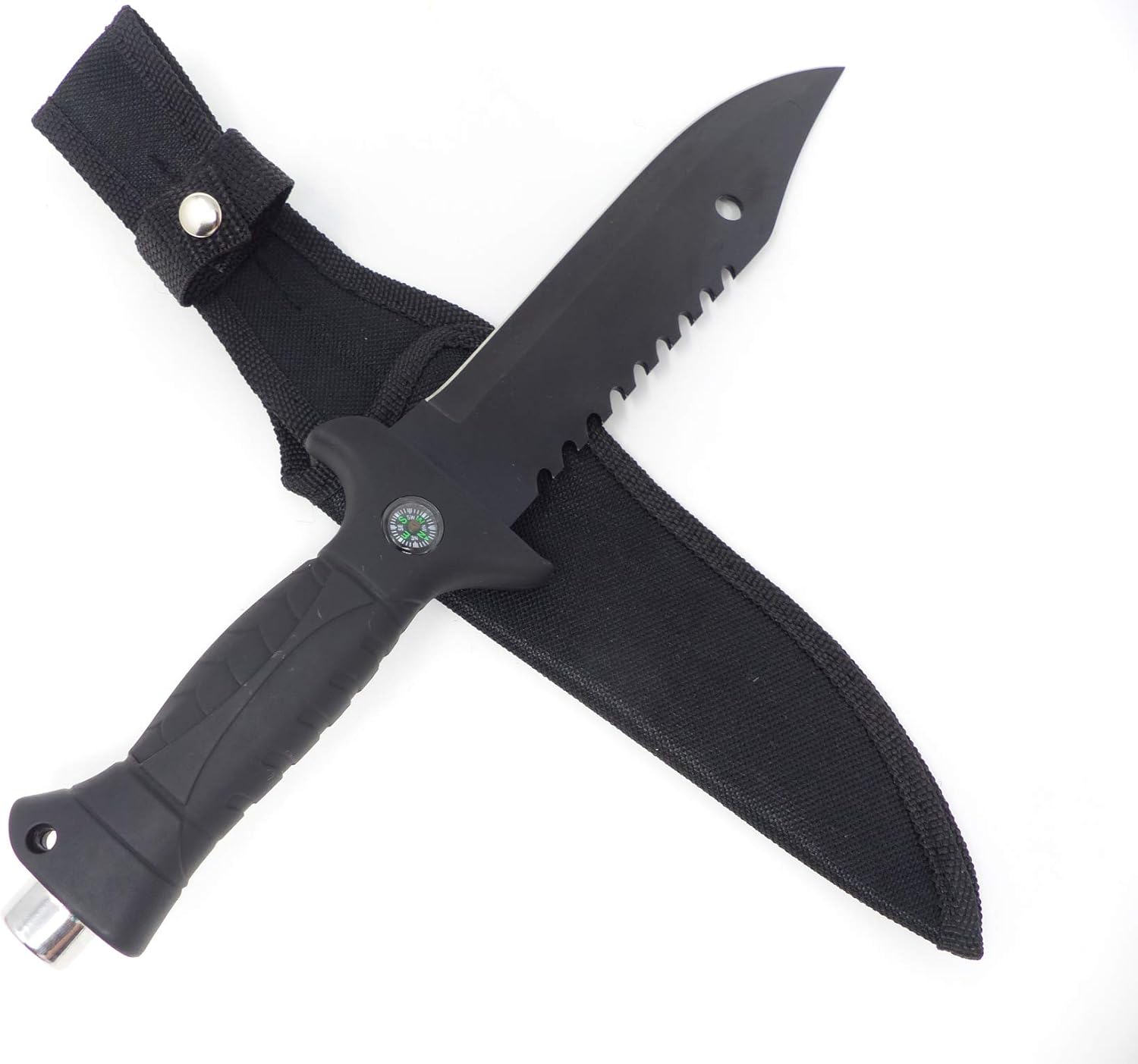 Evil Wear Camping Knife Outdoor Survival Messer mit Kompass Stahl schwarz