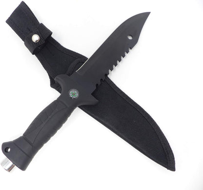 Evil Wear Camping Knife Outdoor Survival Messer mit Kompass Stahl schwarz