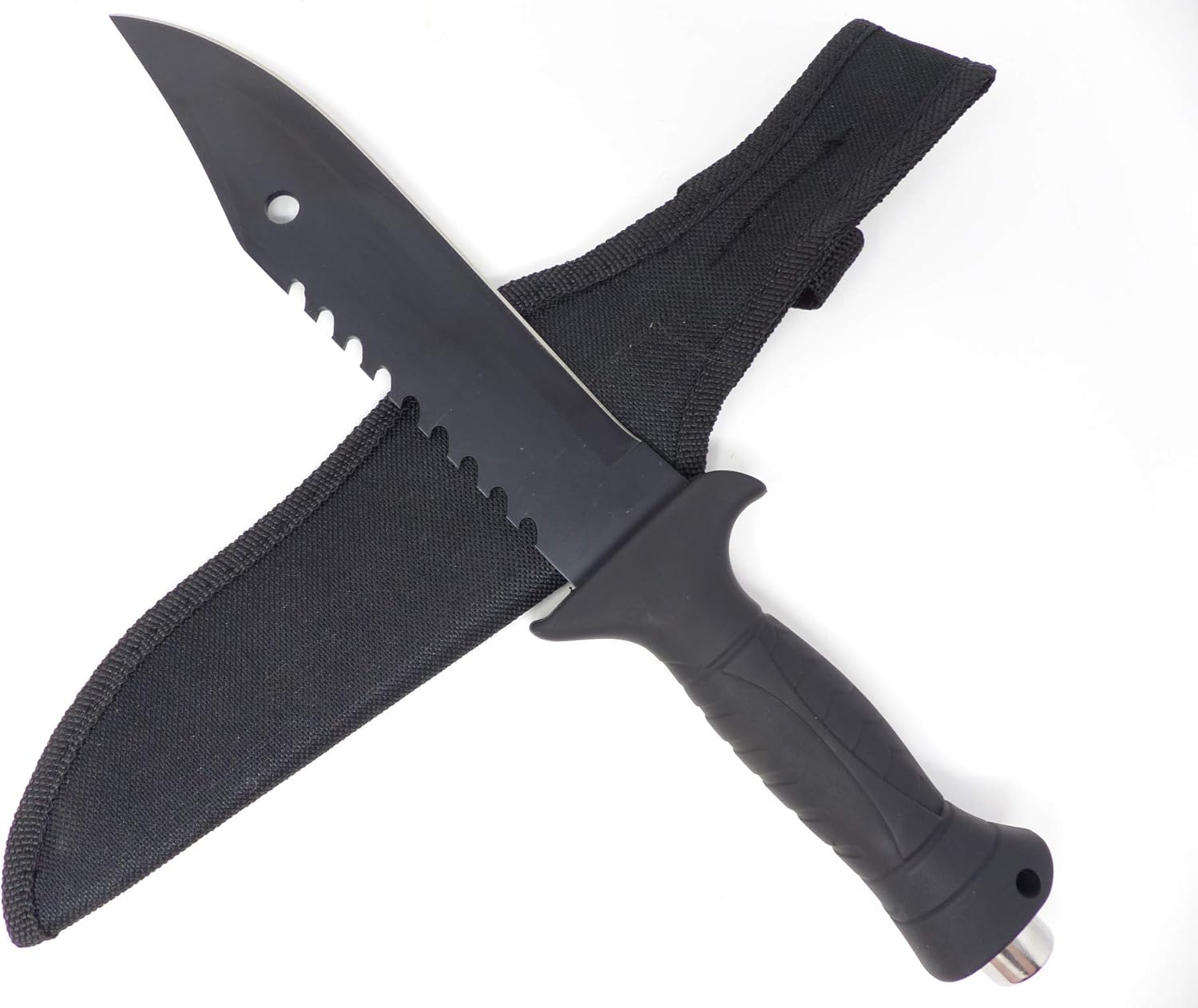 Evil Wear Camping Knife Outdoor Survival Messer mit Kompass Stahl schwarz