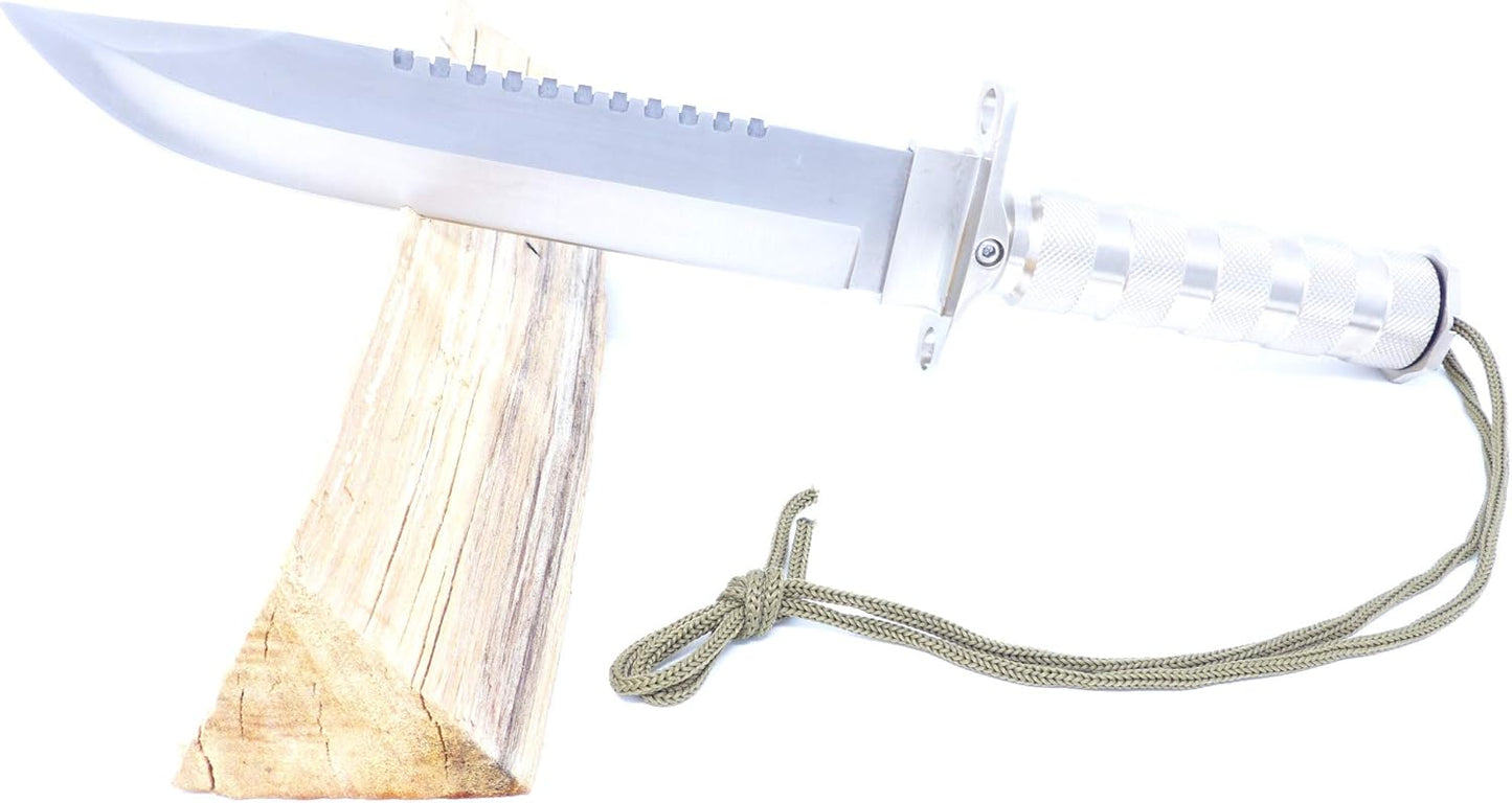 Evil Wear Überlebensmesser Survival Militär Kompass Set Silber Stahl mit viel Zubehör