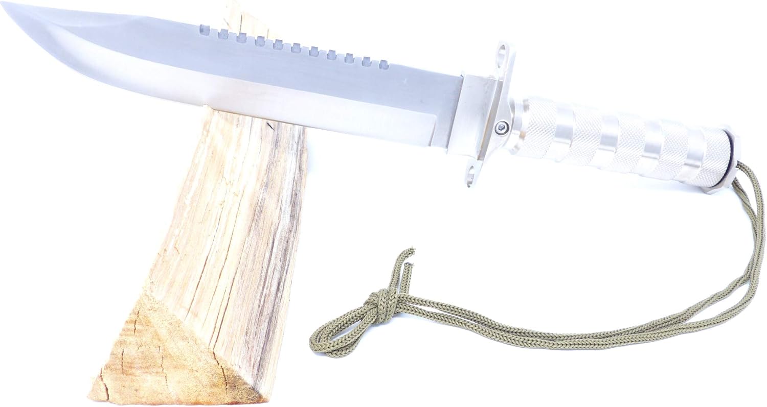 Evil Wear Überlebensmesser Survival Militär Kompass Set Silber Stahl mit viel Zubehör