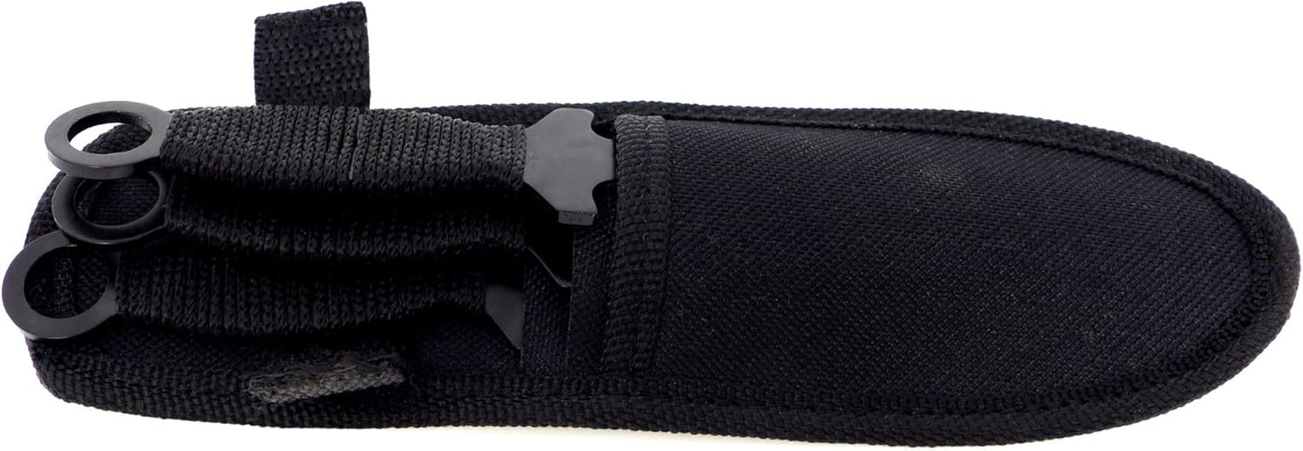 Evil Wear Camping-Messer 3X Outdoor Survival Knife schwarz mit Tasche 19cm
