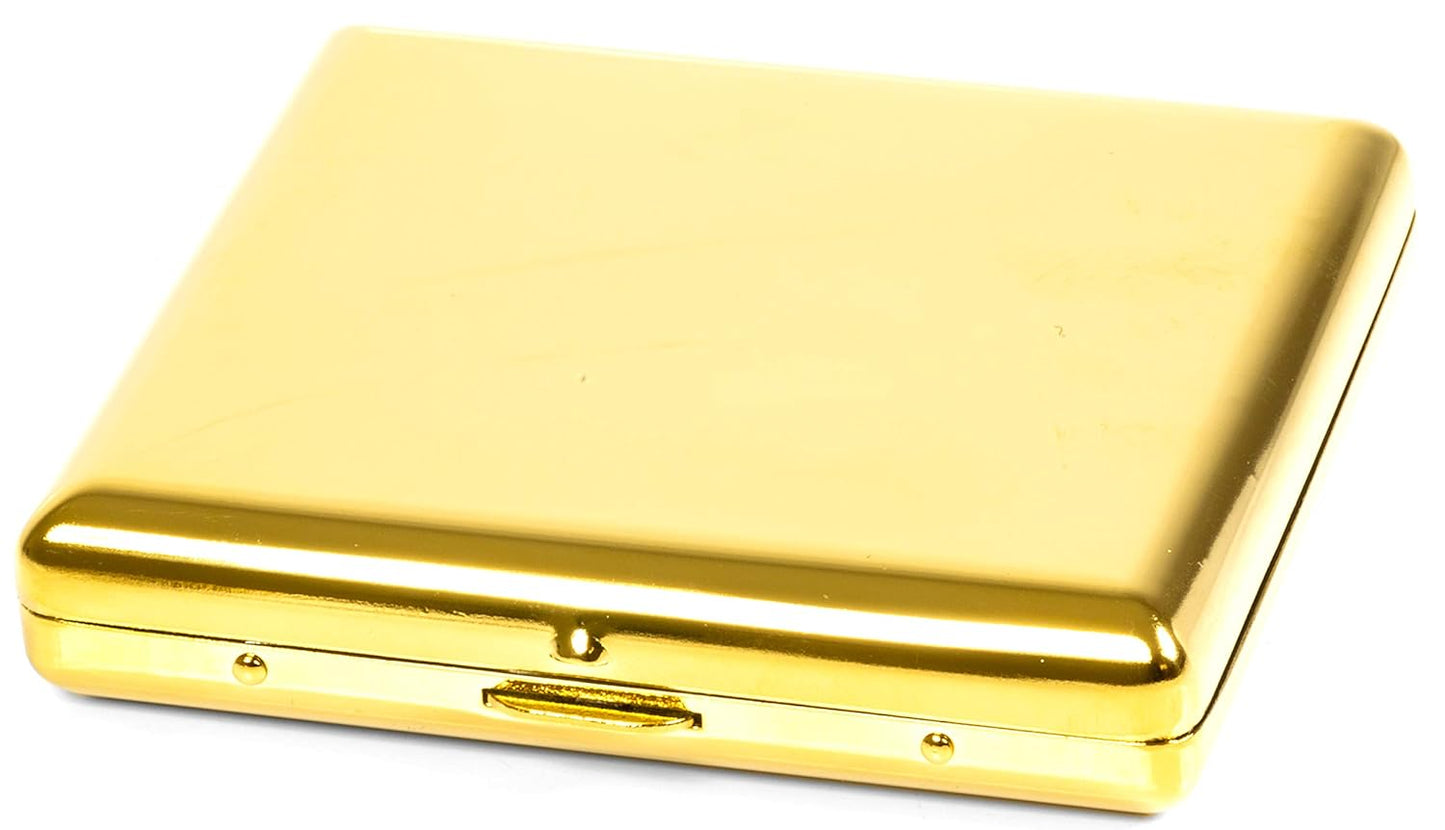 Premium Gold Metall Zigarettenetui Schlagfest Stilvoll Sicher für 18 Zigaretten