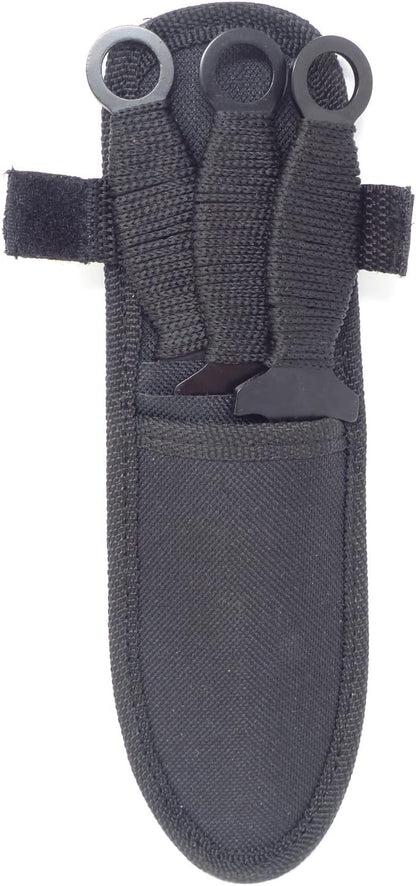 Evil Wear Camping-Messer 3X Outdoor Survival Knife schwarz mit Tasche 19cm
