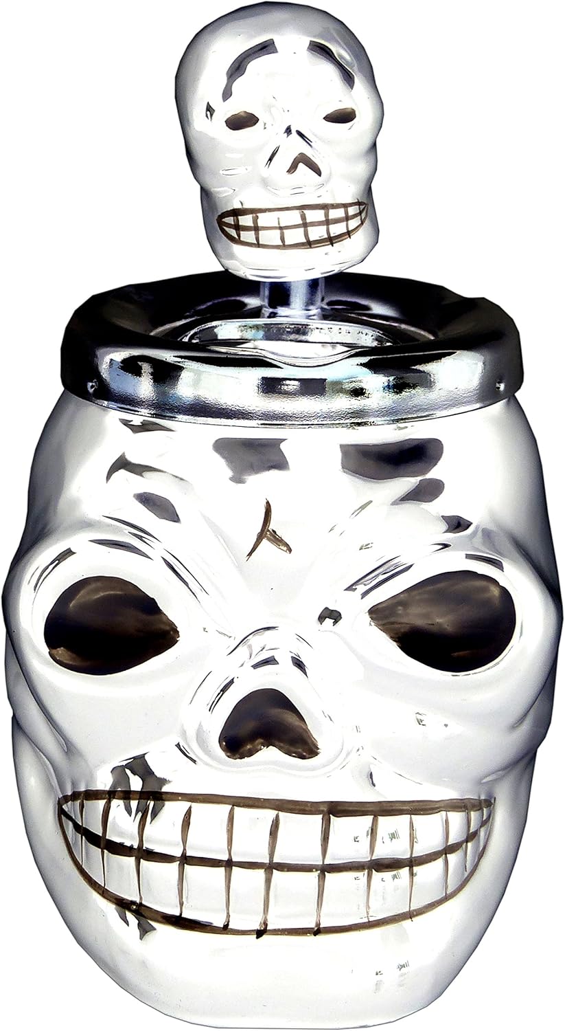 Evil Wear Totenkopf Aschenbecher Halloween Dreh-Aschenbecher weiss