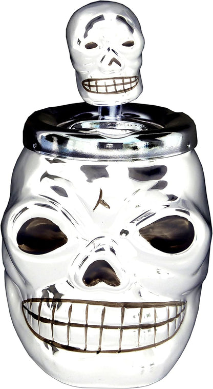 Evil Wear Totenkopf Aschenbecher Halloween Dreh-Aschenbecher weiss