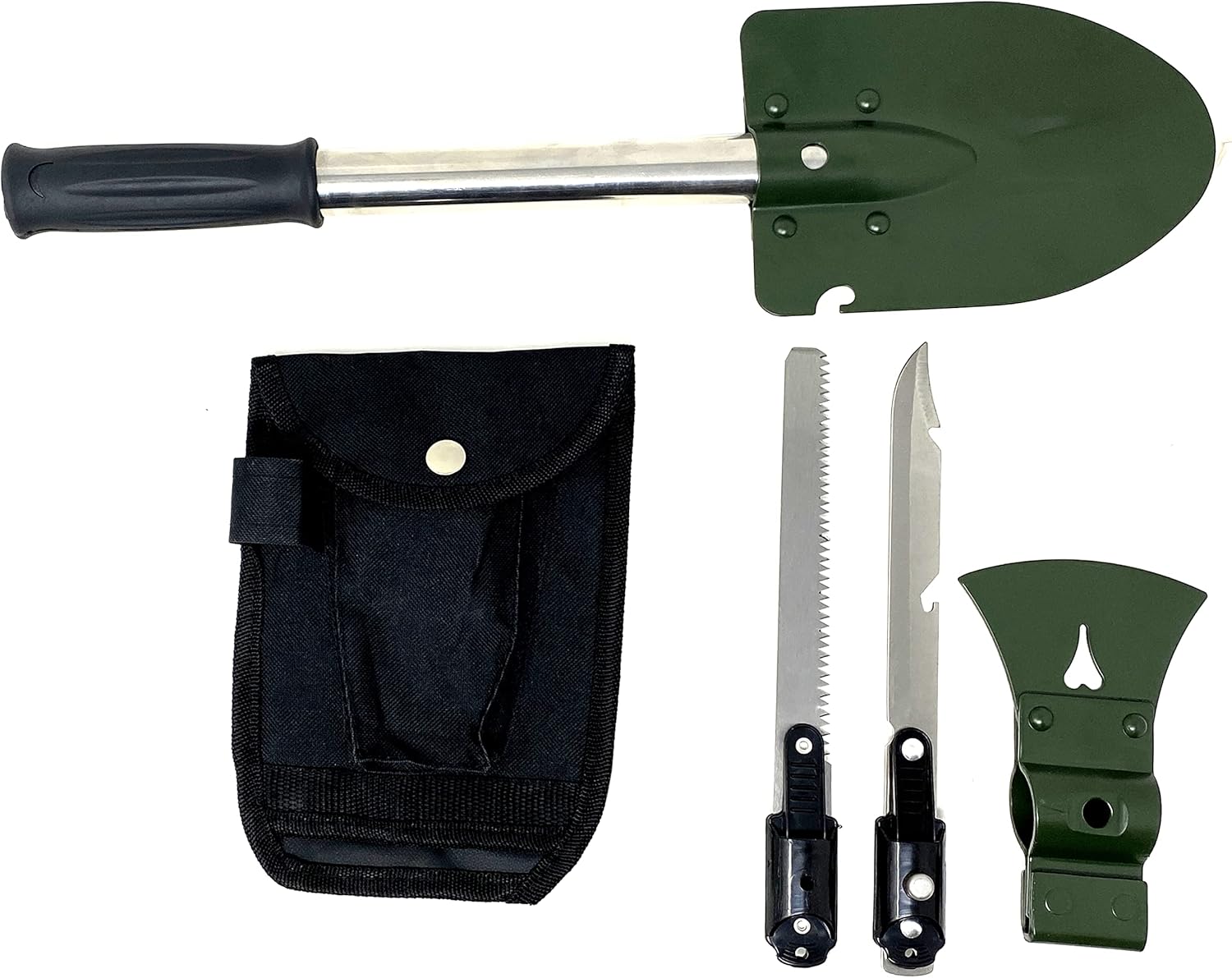 Camping Set Survival Militär Klapp Spaten Säge Messer Machete Axt 53cm