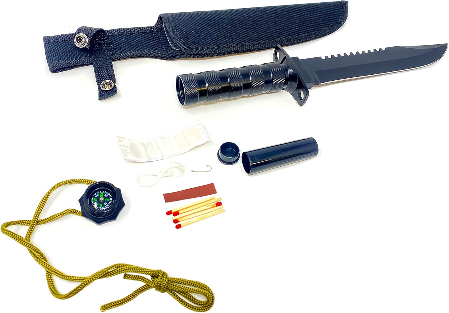 Seilershop Outdoor Camping Survival Knife-Set Messer Edelstahl schwarz