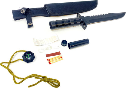Seilershop Outdoor Camping Survival Knife-Set Messer Edelstahl schwarz