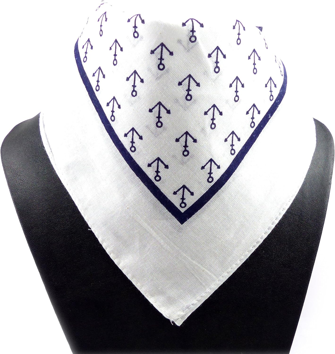 Maske Schal Nickituch weiss Maritimes Motiv kleiner Anker blau