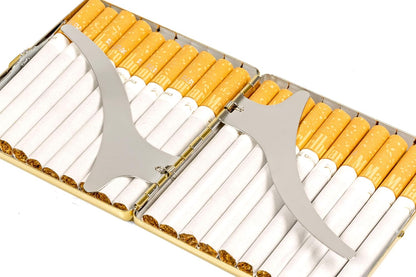 Premium Gold Metall Zigarettenetui Schlagfest Stilvoll Sicher für 18 Zigaretten