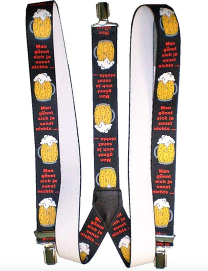 Evil Wear Sprüche-Hosenträger schwarz Text Motiv Bier Made in Germany