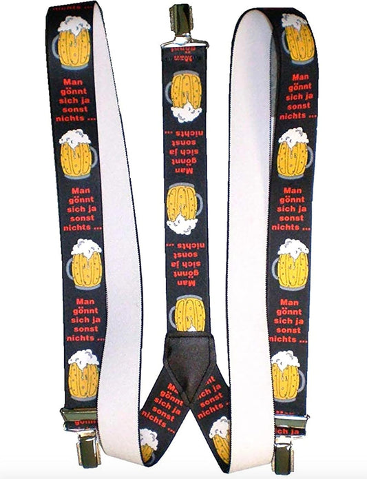 Evil Wear Sprüche-Hosenträger schwarz Text Motiv Bier Made in Germany