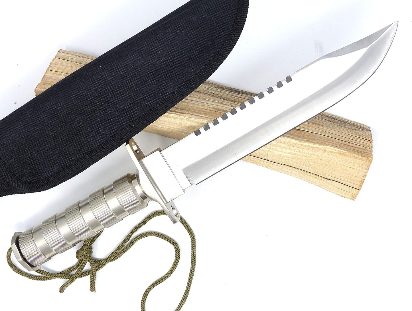Evil Wear Überlebensmesser Survival Militär Kompass Set Silber Stahl mit viel Zubehör