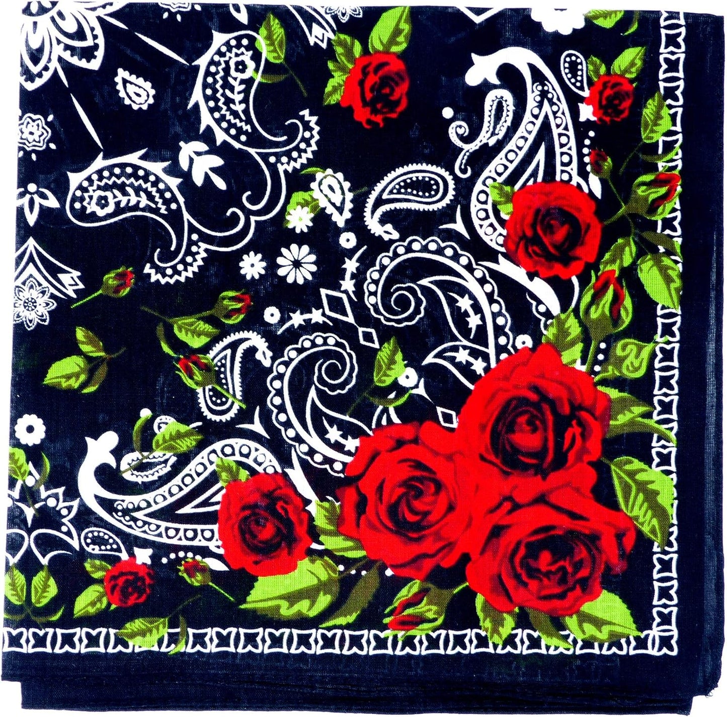 Evil Wear Maske-Schal Nickituch schwarz-Rosen rot Pasli. Muster Totenkopf weiss 54cm