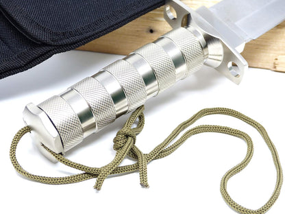 Evil Wear Überlebensmesser Survival Militär Kompass Set Silber Stahl mit viel Zubehör
