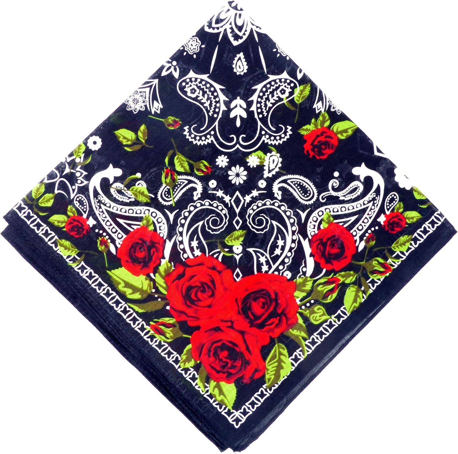 Evil Wear Maske-Schal Nickituch schwarz-Rosen rot Pasli. Muster Totenkopf weiss 54cm