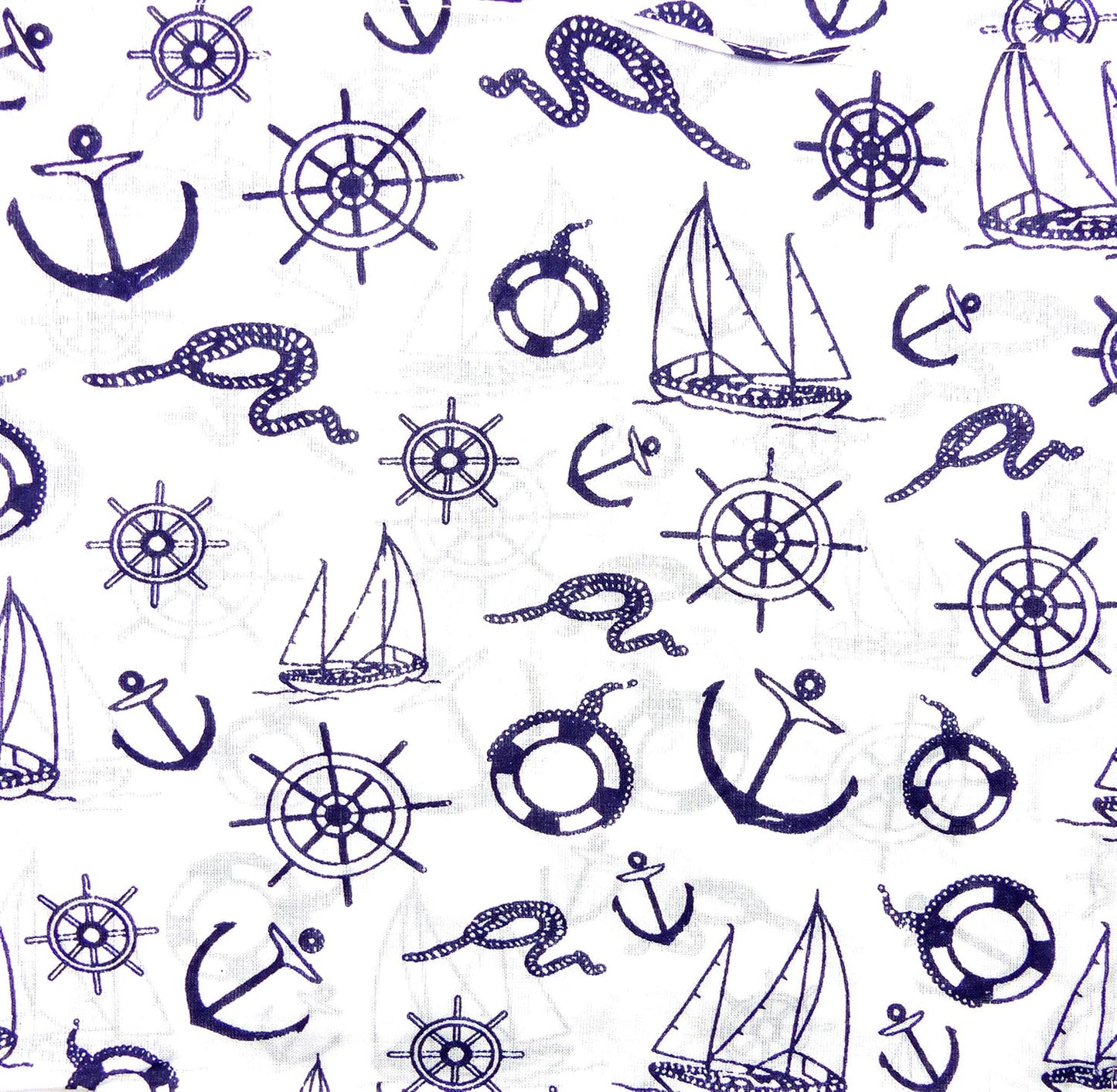 Maske-Schal Nickituch weiss Maritimes Motiv blau