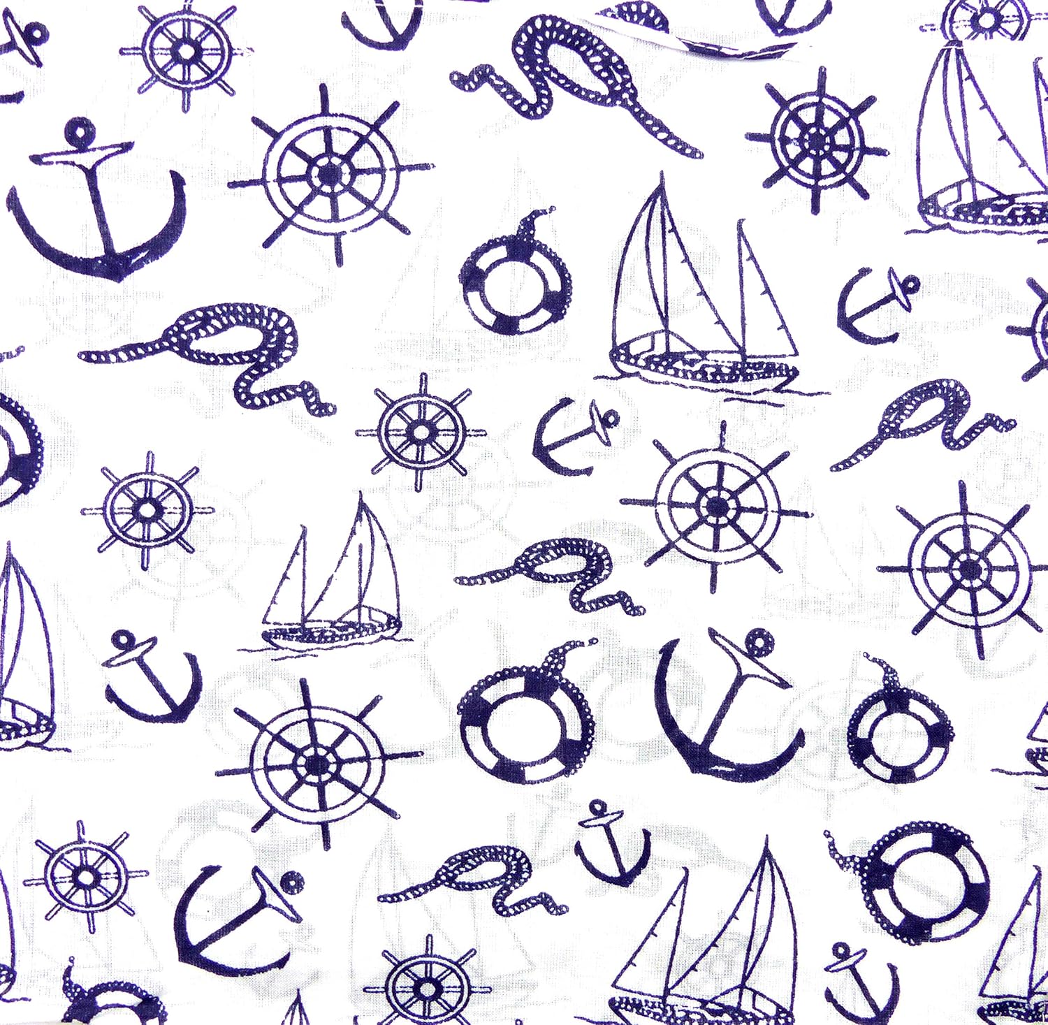 Maske-Schal Nickituch weiss Maritimes Motiv blau